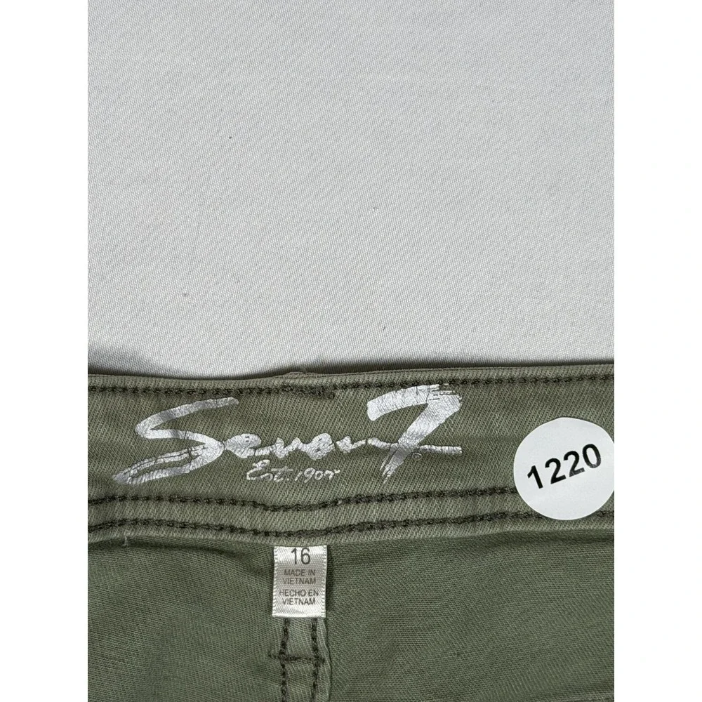 Seven7 Shorts Womens 16 Green Utility‎ Twill Cutoff Frayed Hem Patch Pockets